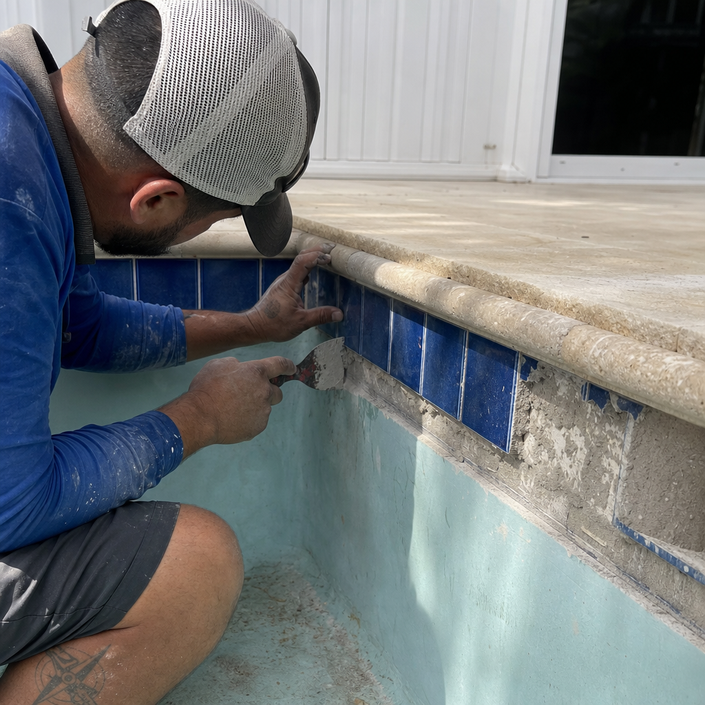 Pool Tile Replacement in Sarasoto